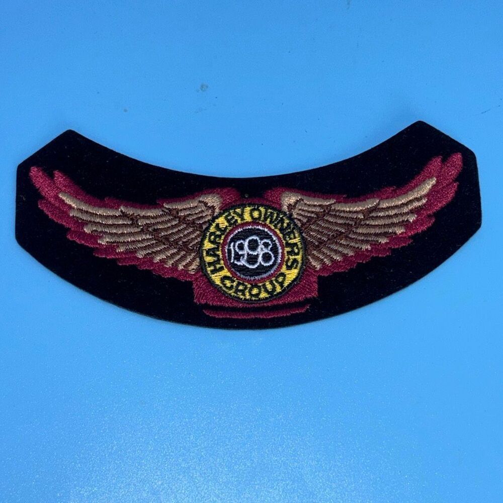 New Harley Davidson 1998 HOG owners group rocker arm patch wings 6"